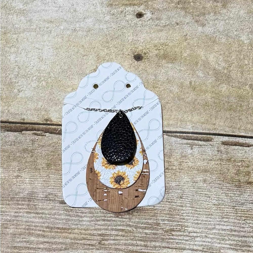 Sunflower Teardrop Pendant Necklace